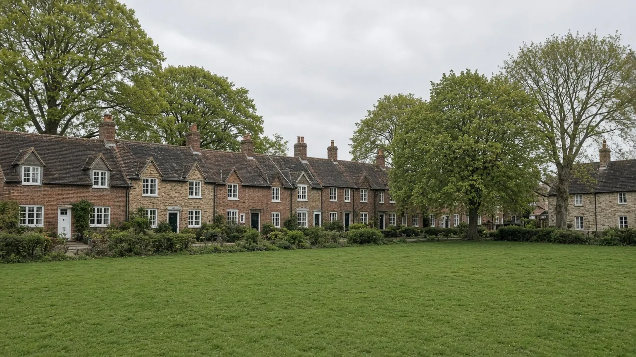 Example image: village green with old houses in Hurworth